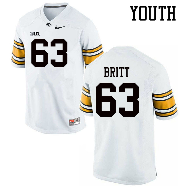 Youth #63 Justin Britt Iowa Hawkeyes College Football Jerseys Sale-White